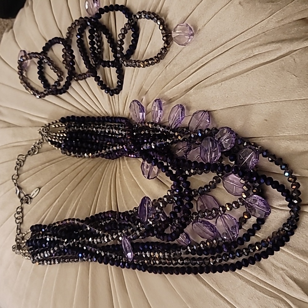 Sassy Jones original Purple Malia necklace and matching bracelets
